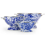 Golden Rabbit 3 piece Cobalt Blue Enamelware Colander Set
