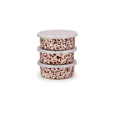 Storage Bowl Set with Lids, Burgundy on Cream