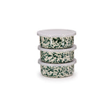 Crow Canyon Storage Bowls with Lids, Green/Cream Splatter