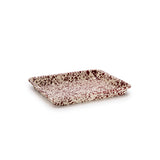 Crow Canyon Small Enamel Rectanglar Tray, Burgundy on Cream Splatter