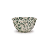 Crow Canyon Enamel Serving Bowl, 5 qt., Green on Cream Splatter