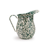 Crow Canyon Enamelware 3 Quart Pitcher, Green on Cream Splatter