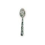 Crow Canyon Enamel Serving Spoon, 12",  Green on Cream
