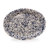 Crow Canyon Enamel Oval Platter, Navy on Cream Splatter