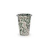 Crow Canyon Enamel Tumbler, 14 oz, Green on Cream Splatter, Set of 4
