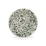Crow Canyon Enamel Sandwich or Salad Plate,  8.5", Green on Cream Splatter
