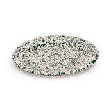 Crow Canyon Enamel Sandwich or Salad Plate,  8.5", Green on Cream Splatter