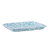 Golden Rabbit Small Rectangular Enamel Tray Baking Sheet, Sea Glass Swirl