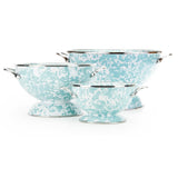 Golden Rabbit 3 piece Sea Glass Enamelware Colander Set
