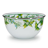 Golden Rabbit Enamel Salad Serving Bowl, Herbs Pattern