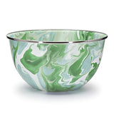 Golden Rabbit Enamelware Modern Monet Green Swirl Salad Serving Bowl, 4 qt. Capacity