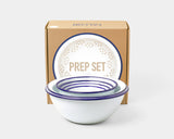 Falcon Enamelware 6 Piece Prep Set, White with Blue Rim