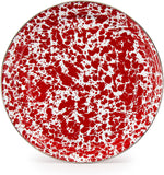 Golden Rabbit Red Swirl Small Tray with Stainless Steel Rim, 12"