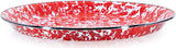 Golden Rabbit Red Swirl Small Tray with Stainless Steel Rim, 12