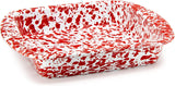 Golden Rabbit Red Swirl Enamelware Brownie Pan