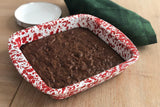 Golden Rabbit Red Swirl Enamelware Brownie Pan