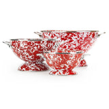 Golden Rabbit 3 piece Red Swirl Enamelware Colander Set