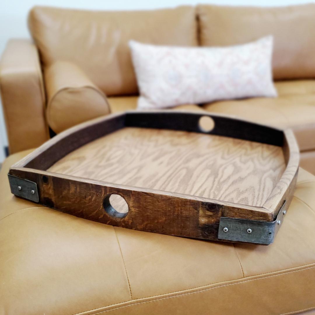 Medium Square Serving Tray Set made from Reclaimed Wine Barrels