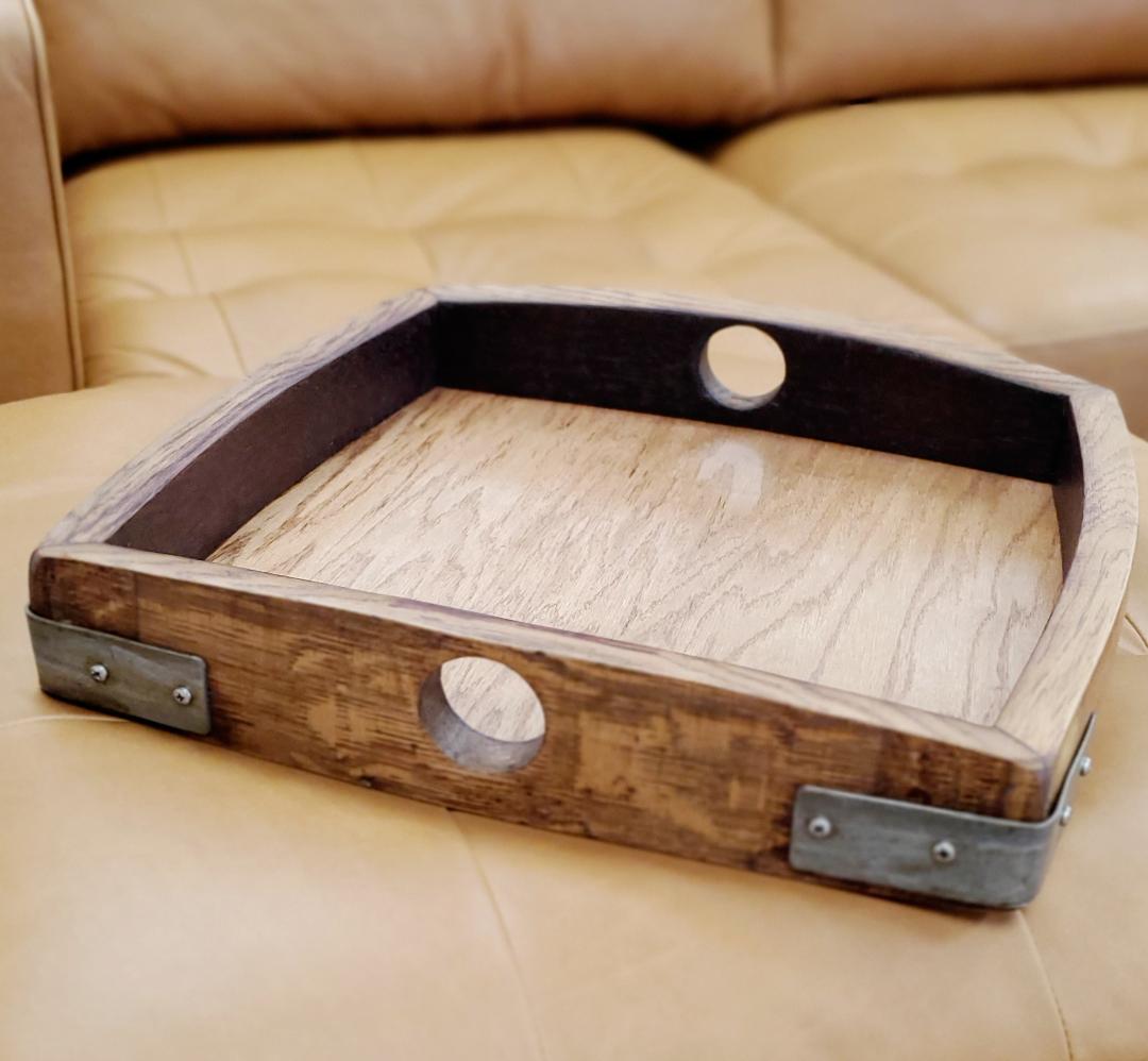 Small Square Serving Tray Set made from Reclaimed Wine Barrels