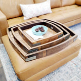 3 Piece Square Serving Tray Set made from Reclaimed Wine Barrels