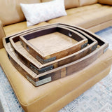 3 Piece Square Serving Tray Set made from Reclaimed Wine Barrels