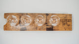 Reclaimed Whiskey Oak Wood Tasting Flight Tray with 4 Whiskey Glasses