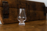 Reclaimed Whiskey Oak Wood Tasting Flight Tray with 4 Whiskey Glasses