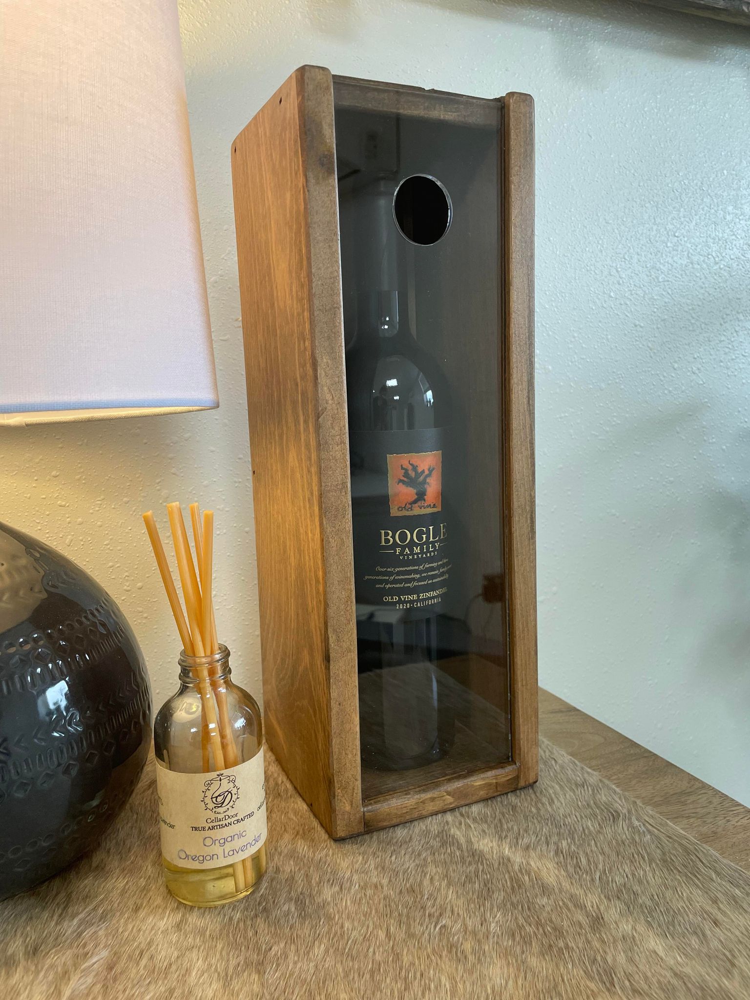 Pine Wood Wine Bottle Gift Box and Cork Holder