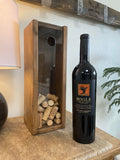 Pine Wood Wine Bottle Gift Box and Cork Holder
