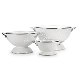Golden Rabbit 3 piece White Enamelware Colander Set
