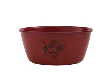 Linville Red Enamelware Pinecone Cereal or Salad Bowls, Set of 4
