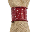 Round Cuff Red Enamelware Napkin Rings, Set of 4