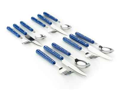 Cutlery Set, Blue Speckled Handle, 12 Pc