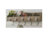 Rustic Wood Wall File Box With Hooks