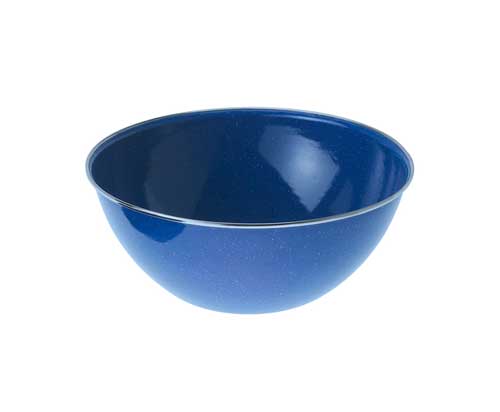 Stainless Steel Rim Blue Serving Bowl, 9.5"