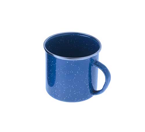Blue Graniteware Stainless Steel Rim Mug Cup, 12 oz., set of 4