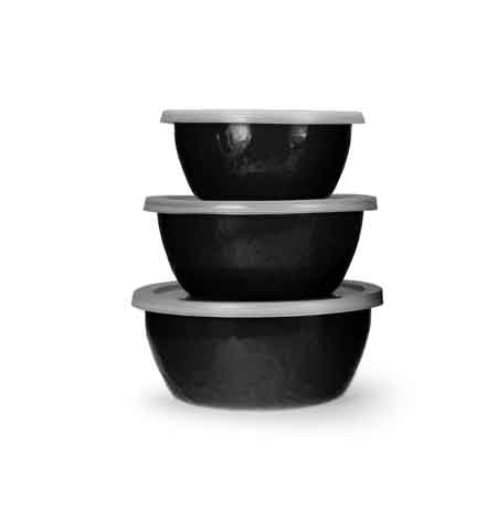 Solid Black Enamelware Nesting Bowl Set