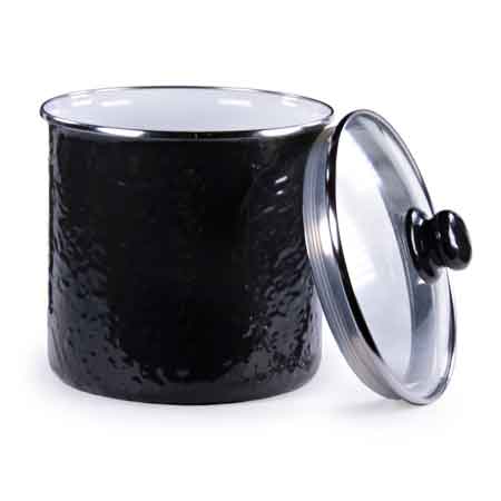 Canister with Lid, 5.5", Solid Black Enamelware