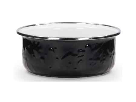 Solid Black Enamelware Soup Bowls, Set of 4