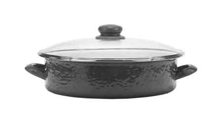 Saute Pan, 5 Quart, Solid Black Enamelware