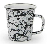16 oz. Enamelware Latte Mugs, White Swirl on Black, Set of 4