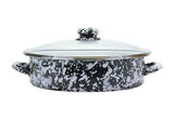 Saute Pan, 5 Quart, White on Black Swirl Enamelware