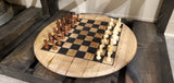 Reclaimed Bourbon Head Wood Chessboard with Chess Pieces