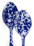 2 Piece Serving Spoon Set, 12", Cobalt Blue Swirl Enamelware