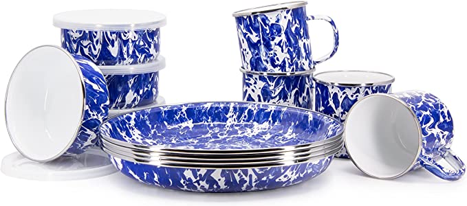 12-piece Dinnerware Gift Set (Cobalt Blue Swirl)
