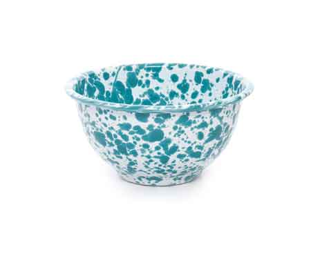 Small Enamelware Bowls, Turquoise Marble, 14 oz., Set of 4