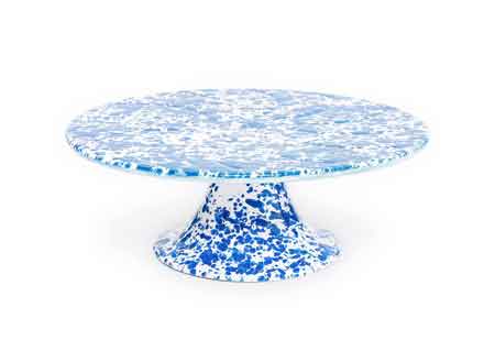 Enamelware Cake Plate or Stand, Blue Marble