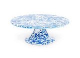 Enamelware Cake Plate or Stand, Blue Marble