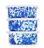Storage Bowl Set with Lids, Blue Marble