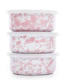 Storage Bowl Set with Lids, Pink Marble